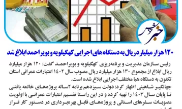تحول درسیمای اقتصادی کهگیلویه وبویراحمد باعملکرد دولتسیزدهم