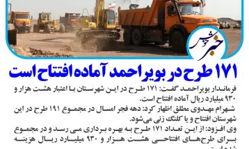 ۱۷۱ طرح در بویراحمد آماده افتتاح است